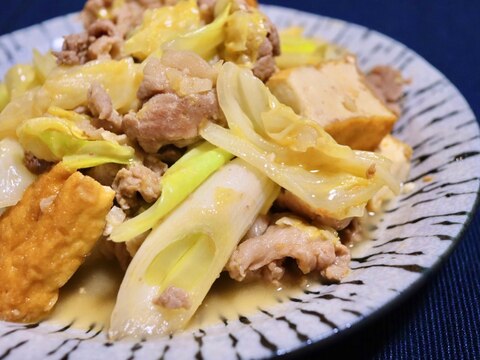 ご飯が進む♪豚肉とキャベツと厚揚げのピリ辛味噌炒め